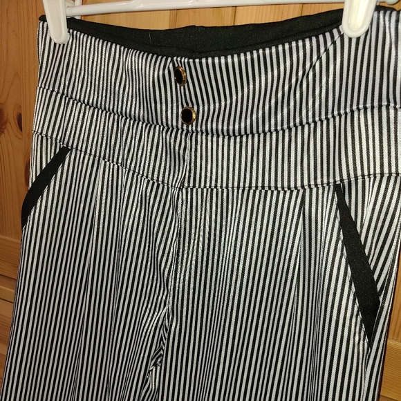 Navy Striped Stretchy Satin Pants - Picture 4 of 5